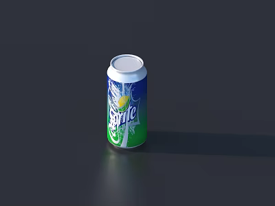 Refreshing Sprite Canned Carbonated Drink With Blue Green Packaging And Crisp Taste 3d model
