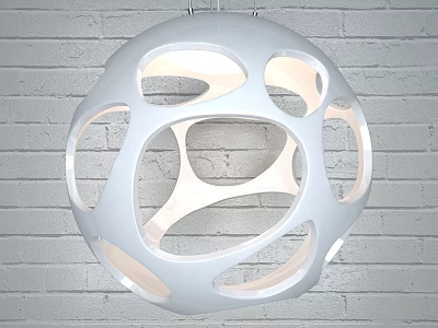 Modern White Spherical Hollow Out Design Artistic Unique Pendant Light 3d model