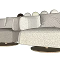 Modern Beige Single Sofa With Soft Fabric Round Arms And Decorative Pillow