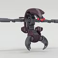 Smart Machine Featuring Mechanical Arms Claw Like Structure And Red Accents 3d model