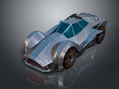 Futuristic Silver Concept Car With Streamlined Body Transparent Windows And Large Metallic Wheels 3d model