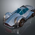 Futuristic Silver Concept Car With Streamlined Body Transparent Windows And Large Metallic Wheels