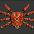 Vibrant Red Spiny Crab Aquatic Animal With Shiny Exoskeleton And Long Legs