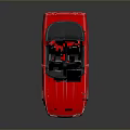 Red Sports Car Convertible With Black Top Shiny Body And Reflection On Ground