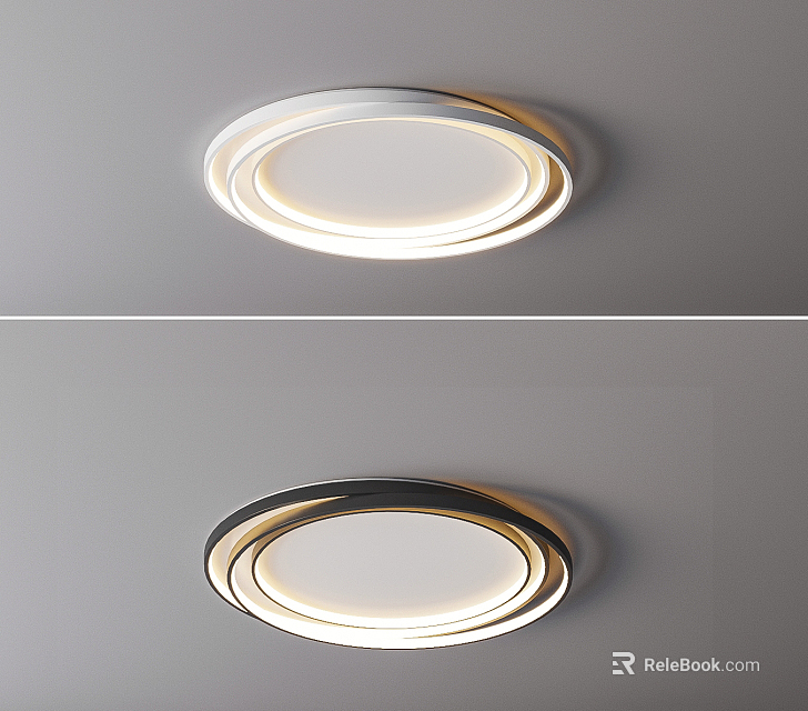 Modern Circular Ceiling Light With Illuminated Ring Design And Dual Color Options 3d model 