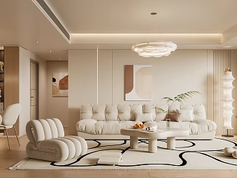 Modern Living Room Sofa Combination Single Chair Casual Chair Vase Ornaments Carpet Decoration 3d model
