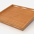 Elegant Functional Square Wooden Tray With Striped Design Handles And Small Legs