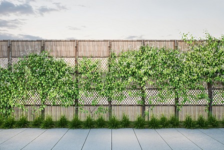 Modern Plant Wall Fence Grille Vine Hedgerow 3d model