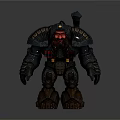 Detailed Bearded Warrior 3D Model With Heavy Metallic Armor And Back Axe