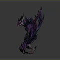 Game and Movie Monster Character With Purple Blue Skin Sharp Horns Claws and Muscular Body