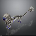 White Lion With Blue Face Gold Accents And Fan Shaped Tail Decorations