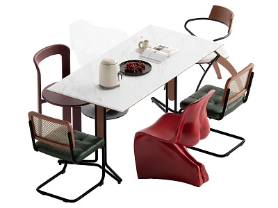 Modern Dining Table and Chair Combination Antique Dining Table and Chair Combination 3d model