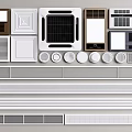 Various Air Conditioner Vents with Rectangular Circular and Linear Design Styles 3d model