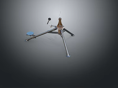 Stainless Steel Tripod Hardware Tool With Adjustable Handle And Blue Base 3d model