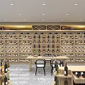 Tobacco and Liquor Store Interior with Shelves Display Cabinets and Central Counters