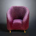 Elegant Purple Textured Velvet Chair With Gold Legs And Modern Design