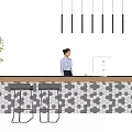 Modern Reception Desk Front Desk 3d model