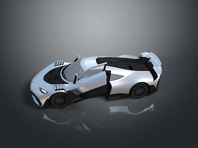 Silver Sports Car With Streamlined Design Black Accents And Aerodynamic Body 3d model