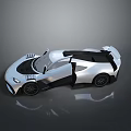 Silver Sports Car With Streamlined Design Black Accents And Aerodynamic Body