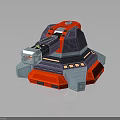 Futuristic Weapon Design With Metallic Red Purple Cannon And Stable Base Structure 3d model