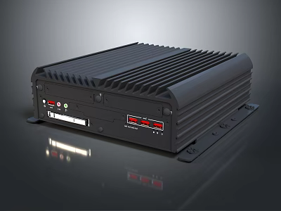 Black Heat Sink Design Household Electrical Appliance with Interfaces and Indicator Lights for Home Use 3d model