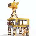 Yellow Cable Car Tower Structure Featuring Lifting Cabin And Metal Framework
