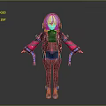 Anime Style 3D Character With Blue Short Hair Headphones And Colorful Outfit
