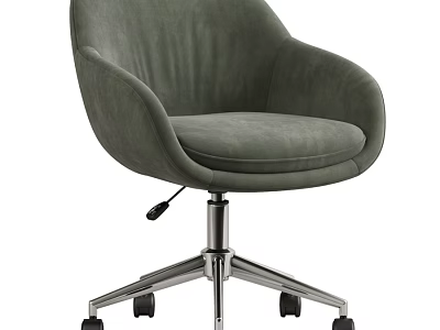 Modern Olive Green Upholstered Adjustable Swivel Desk Chair With Sturdy Rolling Wheels For Home Office 3d model