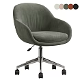 Modern Olive Green Upholstered Adjustable Swivel Desk Chair With Sturdy Rolling Wheels For Home Office