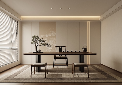 New Chinese Zen Tea Room Meeting Room Tea Table 3d model