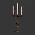 Vintage Brass Candle Holder With Three Candles For Home Living Decor Accessory