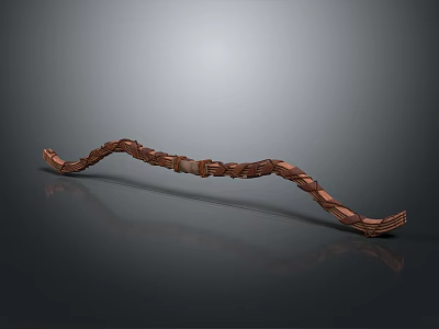 Ancient Wooden Curved Weapon With Intricate Carved Patterns And Handcrafted Design 3d model