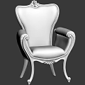 Classic Style Accent Chair With Cream Damask Upholstery And Dark Wood Carved Frame Details