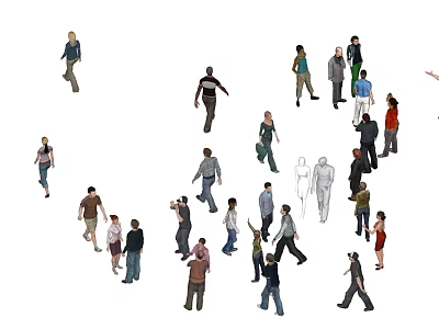 Group of Diverse People Walking in Various Casual Poses and Directions 3d model