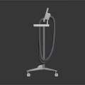 Portable Medical Equipment With Digital Display Screen On Wheeled Stand And Connecting Cables