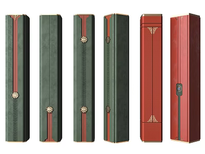 Ornate Columns With Green Red Color Schemes And Decorative Elements 3d model