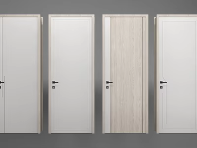 Modern Hinged Doors With Wooden And White Panel Designs For Home Interior Use 3d model