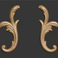 Elegant Golden Carved Furniture Decorative Ornaments With Intricate Curved Patterns