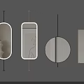 Elegant Modern Decorative Mirrors With Four Different Shapes Wall Mounted 3d model