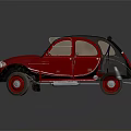 Vintage Red Classic Car with Black Roof and Retro Design Elements