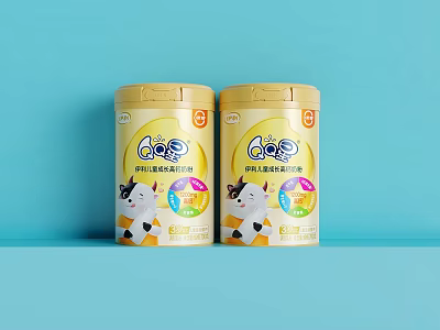 GOS Toddler Probiotic Nutritional Rice Cereal in Yellow Cans with Cartoon Design 3d model
