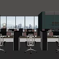 Modern Open Concept Public Office Space With Large Windows City View Desks And Office Chairs