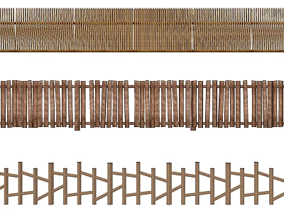 Wooden Fence Components With Horizontal Vertical And Cross Structural Designs 3d model