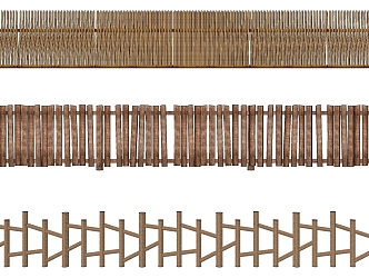 Modern bamboo fence farmhouse wall 3d model