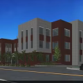 Modern School Building With Red Brick And White Facade Multi Story Windows Campus Design