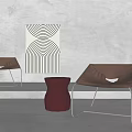 Brown Leather Lounge Chairs With Metal Frame And Abstract Artwork In Modern Interior