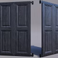 Sturdy Wooden Double Doors With Industrial Metal Frames And Rivet Details