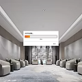 Modern Elegant Hotel Public Lounge Area Interior With Comfortable Sofas Stylish Chandeliers And Large Windows