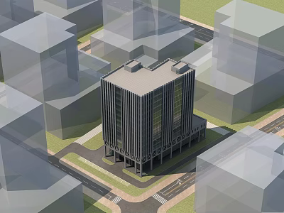 Modern High Rise Residential Building Surrounded By Urban Architecture In City Landscape 3d model