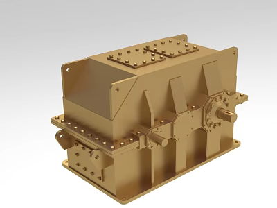 Industrial Grade Equipment Metal Housing With Gears Bolts And Mechanical Structure 3d model